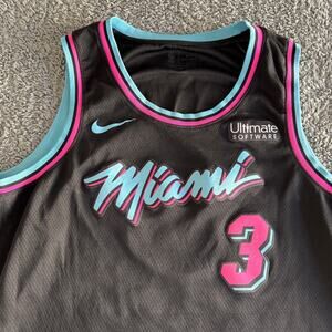 Nike Authentic Dwayne Wade NBA Miami Heat Vice Nights Swingman Jersey Size XXL
